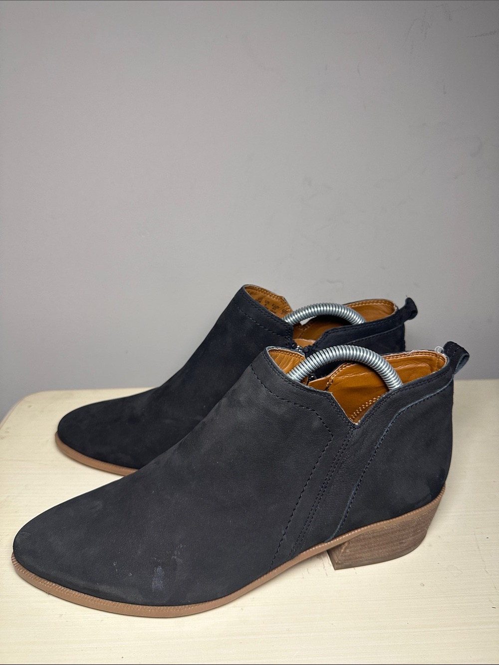 Franco Sarto Women’s Black Suede leather Ankle Booties  Slip-On Low Heel - Picture 3 of 8